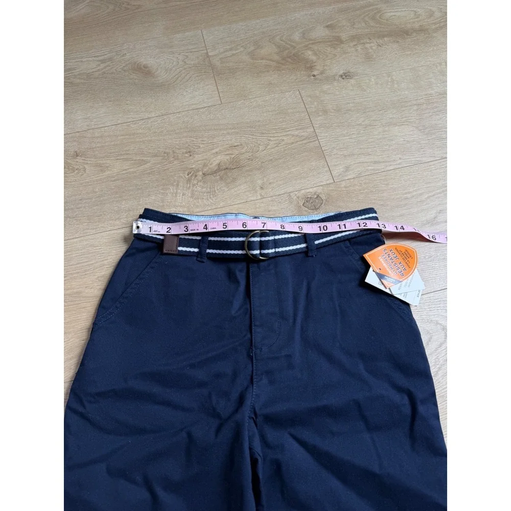 NWT Kids Boys nanotex Gymboree uniforms navy blue belted chino shorts‎ size 12